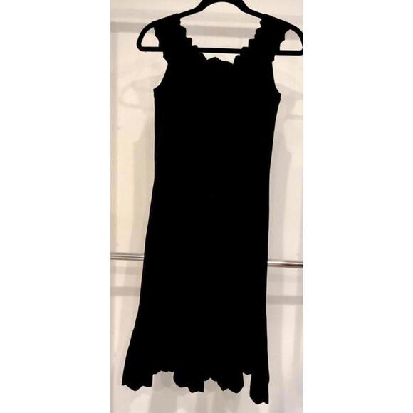 Eliza J Women's Black Knit Dress with Scalloped Trim, Size L - Picture 2 of 3